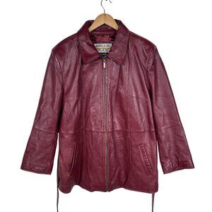 Pelle Studio Wilsons Womens Burgundy Leather Jacket Sz 1X